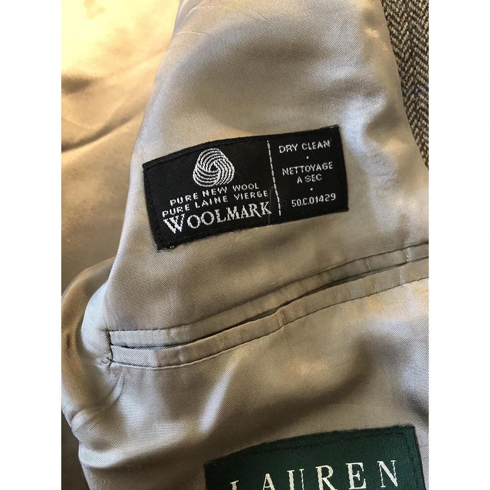 Lauren Ralph Lauren Blazer Mens 42R Brown Wool Suit Coat Jacket Classic